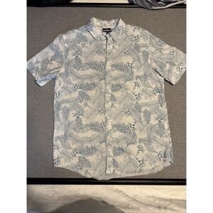 American Rag Men's Size M Blue Chambray Button Down Feathers Denim Like Shirt